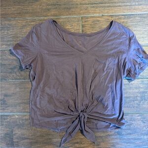 lululemon athletica V-Neck Tie-Front Tee - Brown